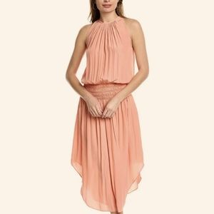 Ramy Brook Audrey Smocked Midi Dress in Dusty Pink